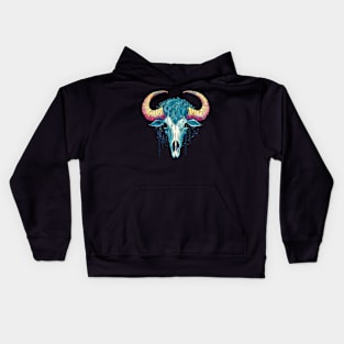 Buffalo skull art Kids Hoodie